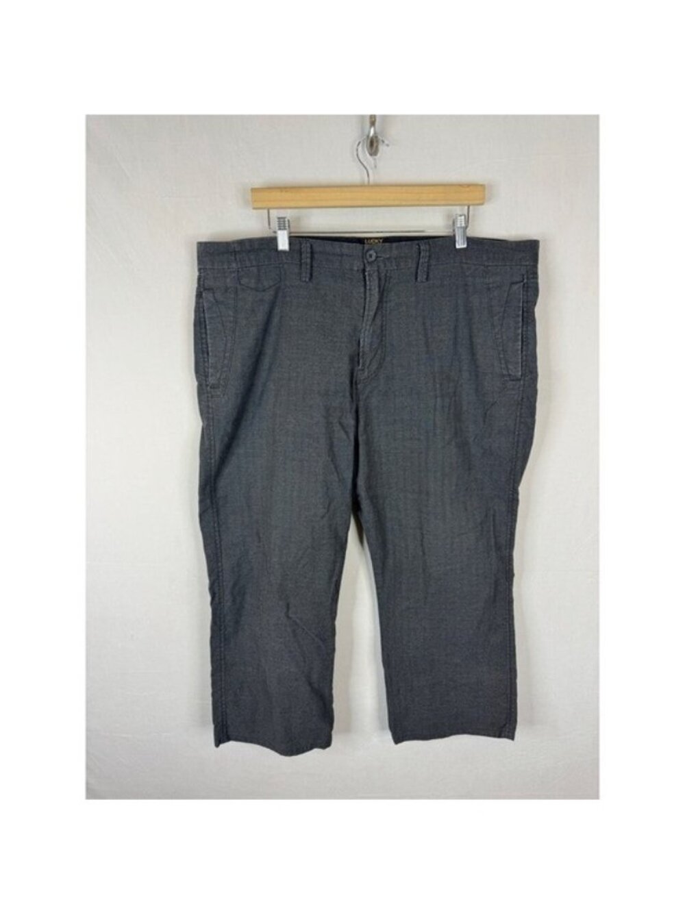 Lucky Brand Mens 40X25 Charcoal Gray Herringbone Twill Chino Pants 7M20024